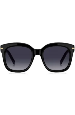Black-acetate sunglasses with gold-tone hinges