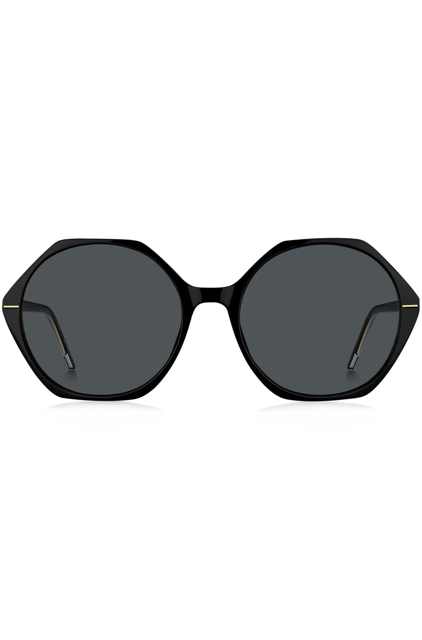 Black-acetate sunglasses with angular frames