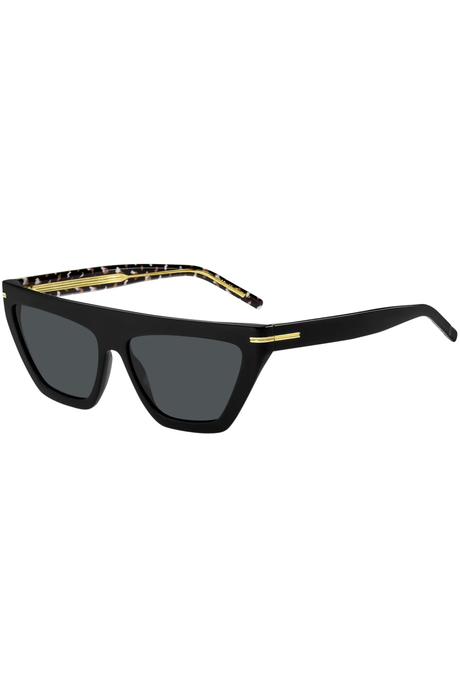 Black-acetate sunglasses with gold-tone details