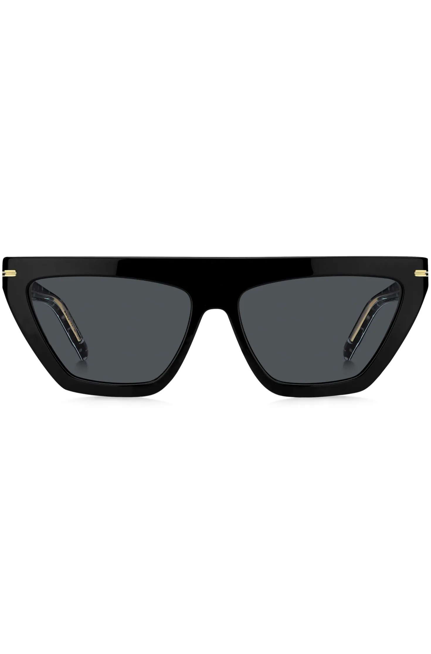 Black-acetate sunglasses with gold-tone details