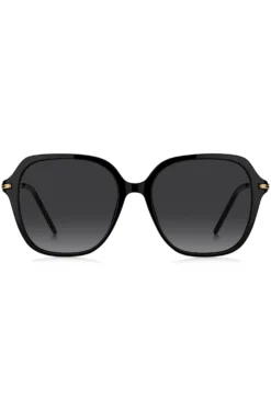 Black-acetate sunglasses with metal temples