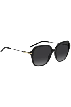 Black-acetate sunglasses with metal temples