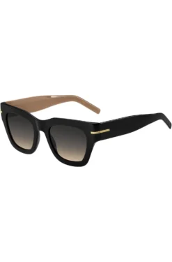 Black-acetate sunglasses with chain strap