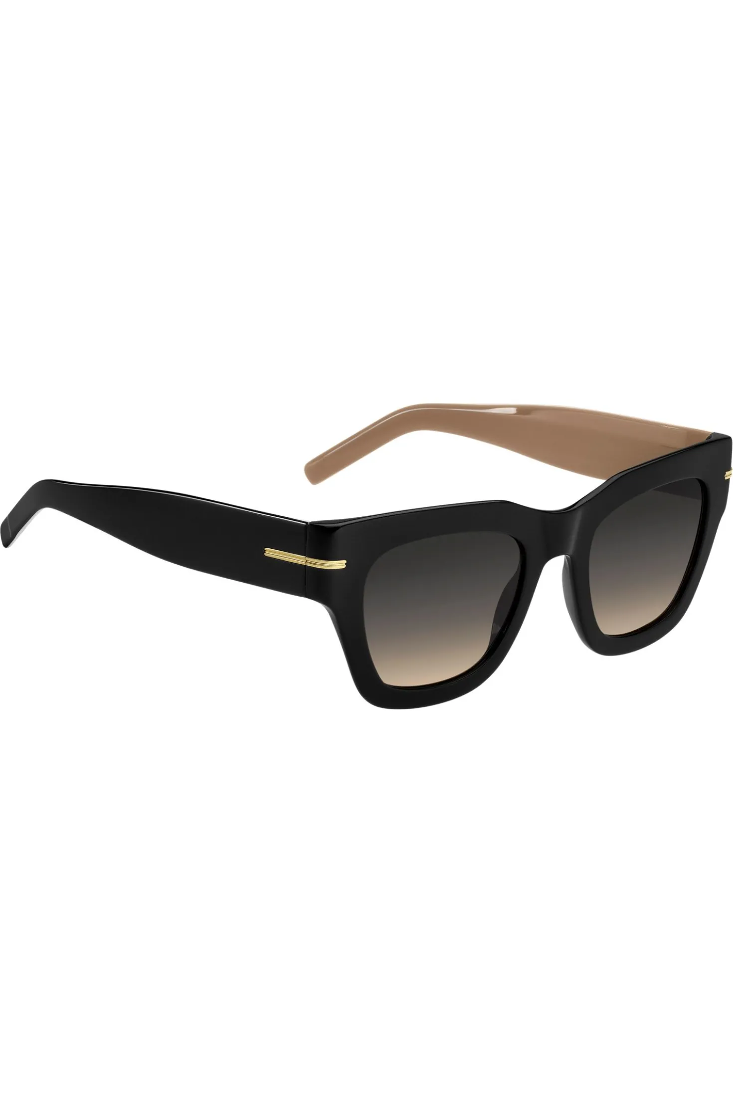 Black-acetate sunglasses with chain strap