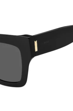 Black-acetate sunglasses with signature hardware