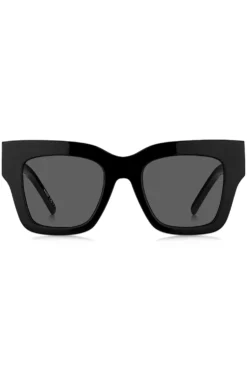 Black-acetate sunglasses with signature hardware