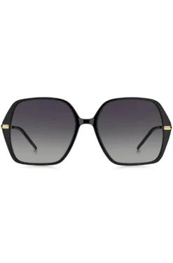 Black-acetate sunglasses with gold-tone temples