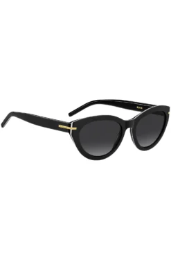 Black-acetate sunglasses with gold-tone trims