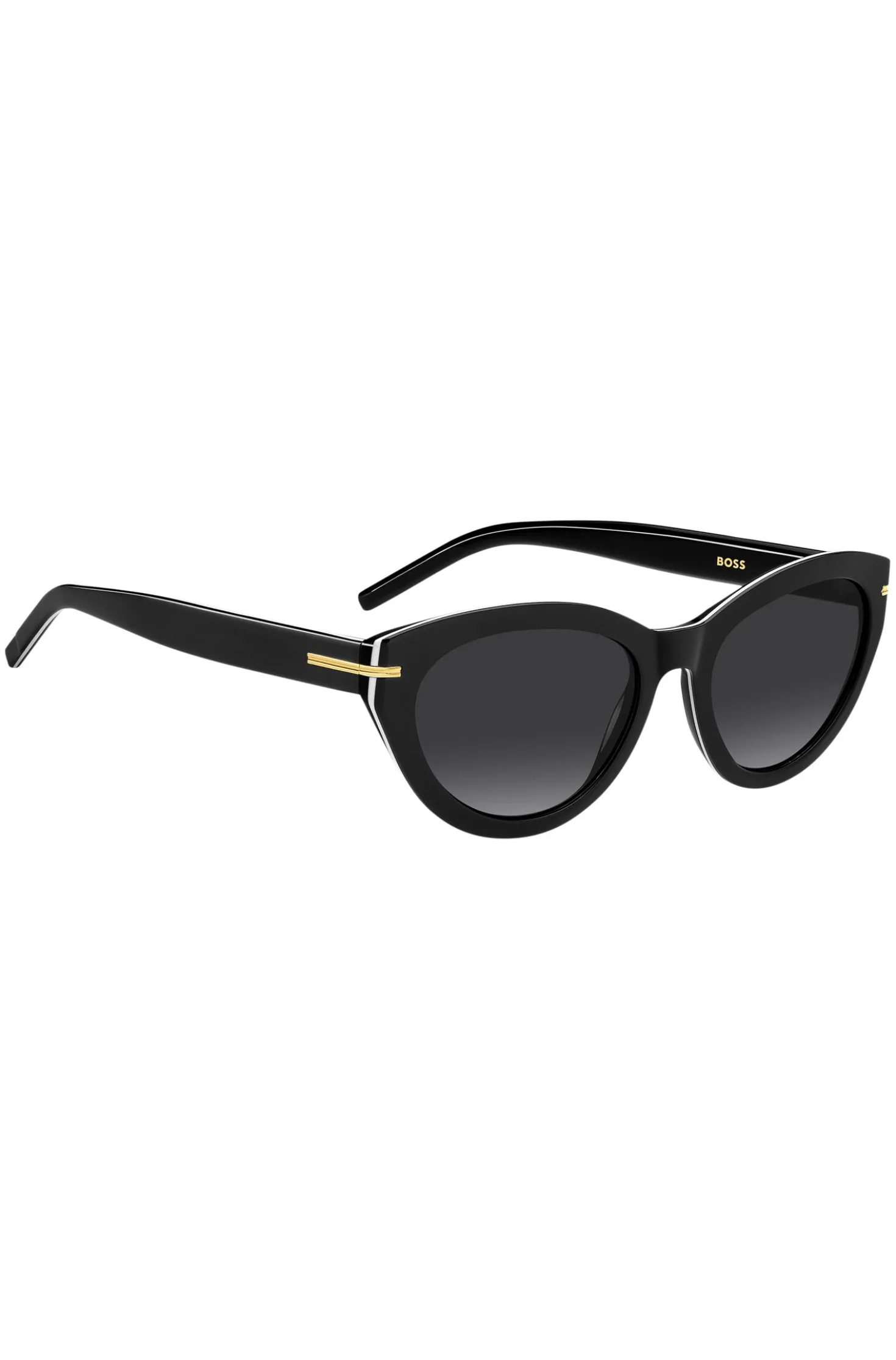 Black-acetate sunglasses with gold-tone trims