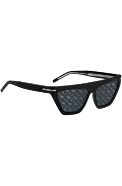 Black-acetate sunglasses with monogram-patterned lenses