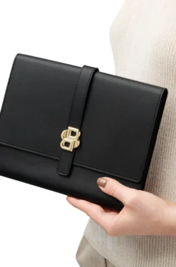 Black A5 conference folder with Double B monogram closure