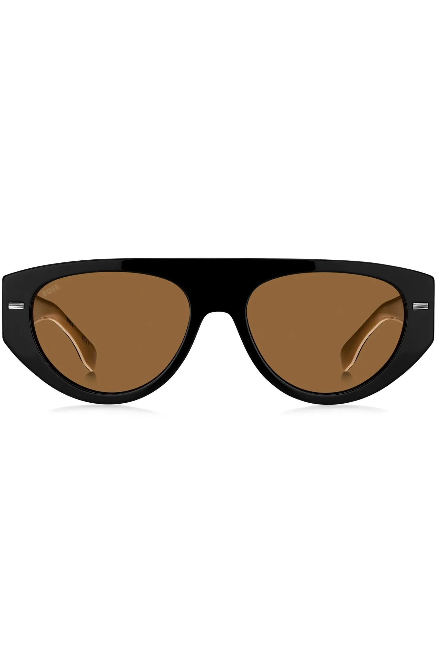 Black bio-acetate sunglasses with lasered-logo temples