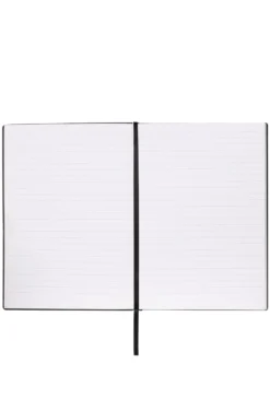 Black check-print A5 notebook with silver-foil logo