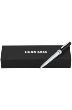 Black-lacquered and chrome-plated ballpoint pen in brass