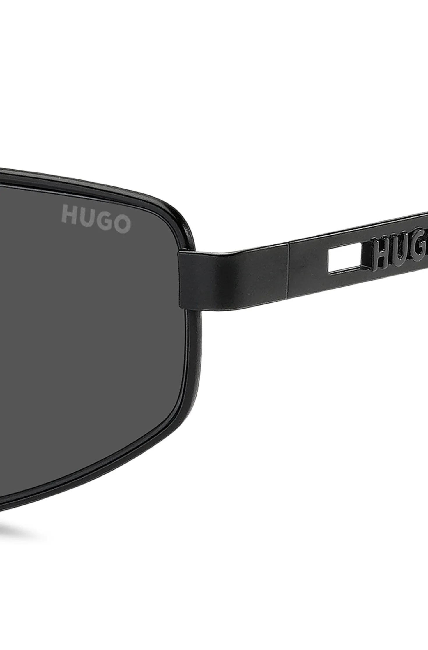 Black-metal sunglasses with cut-out logo