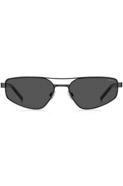 Black-metal sunglasses with cut-out logo