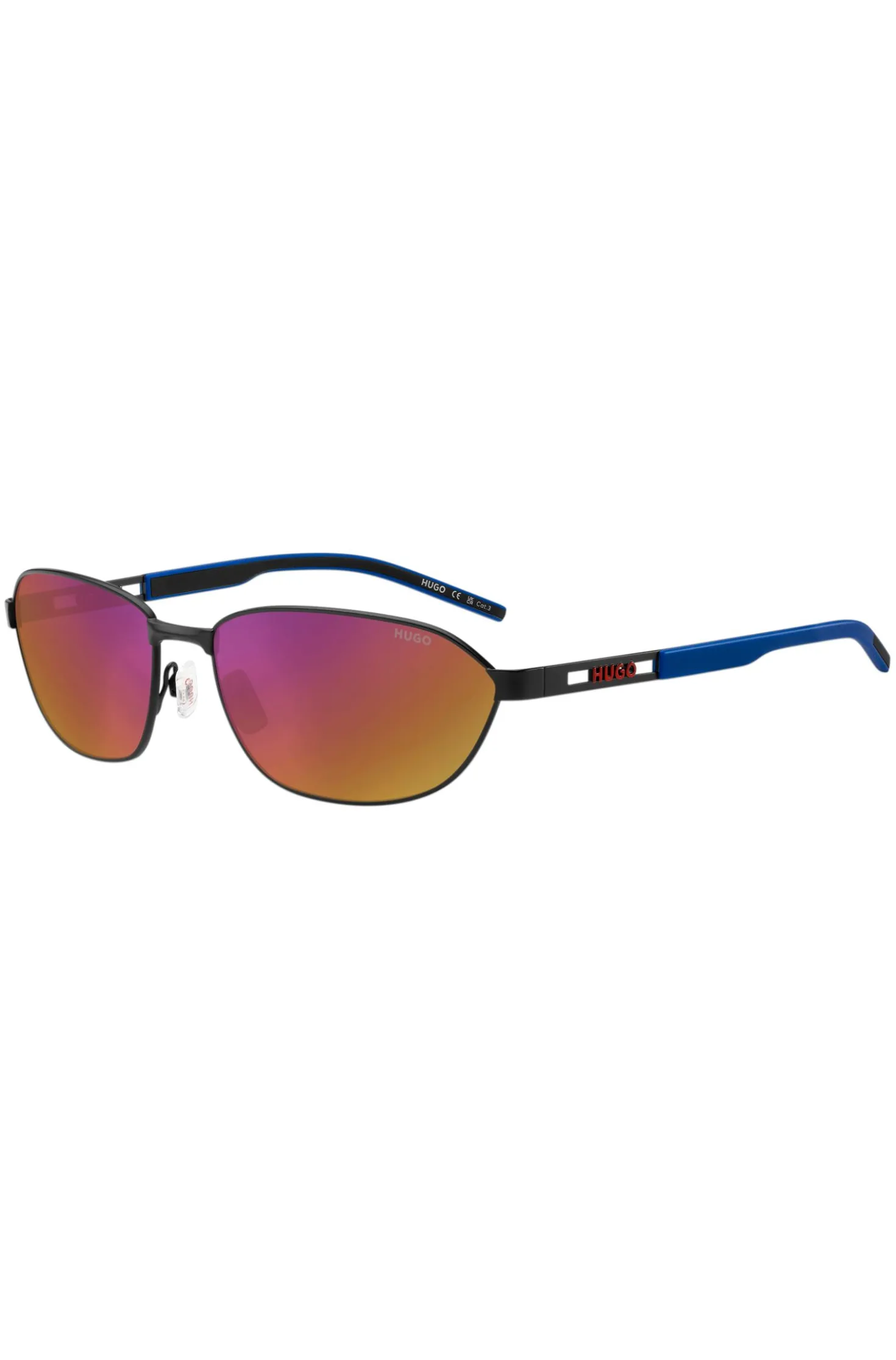 Black-metal sunglasses with cut-out logo