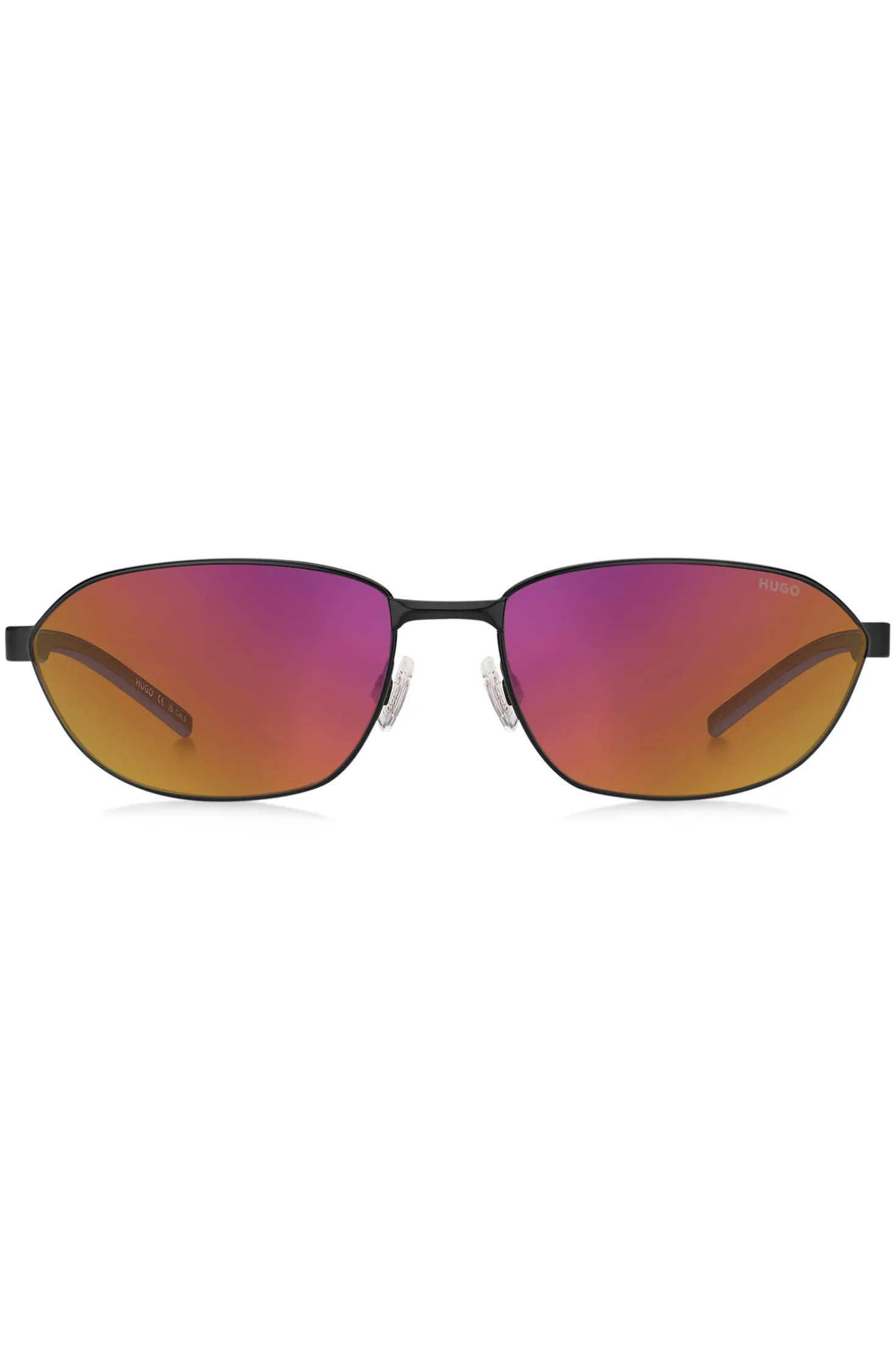 Black-metal sunglasses with cut-out logo