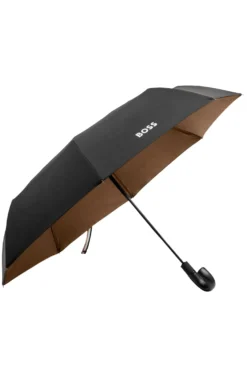 Black pocket umbrella with camel interior