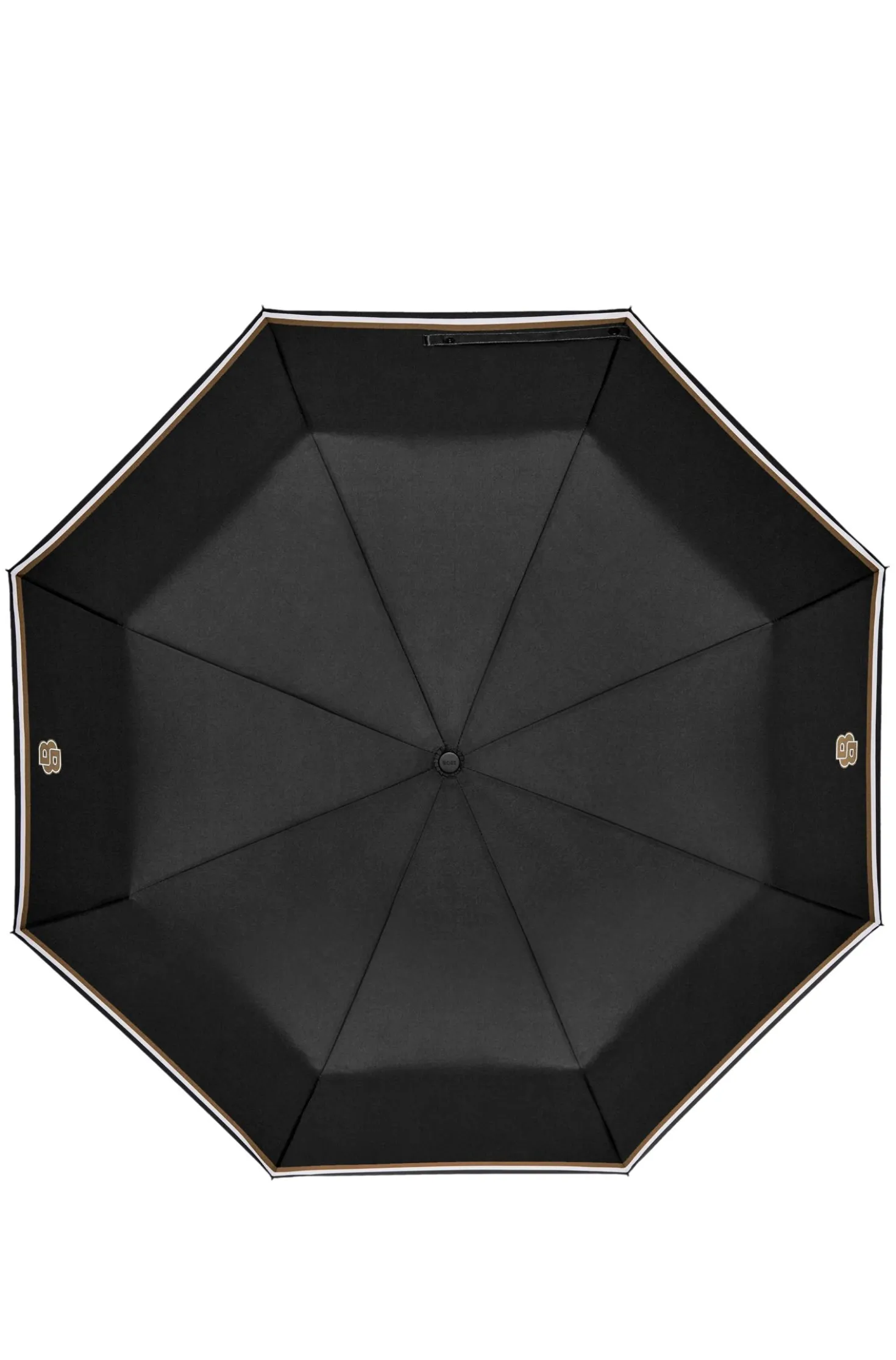 Black pocket umbrella with Double B and signature stripes
