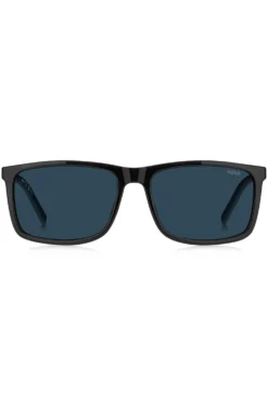 Black sunglasses with blue shaded lenses