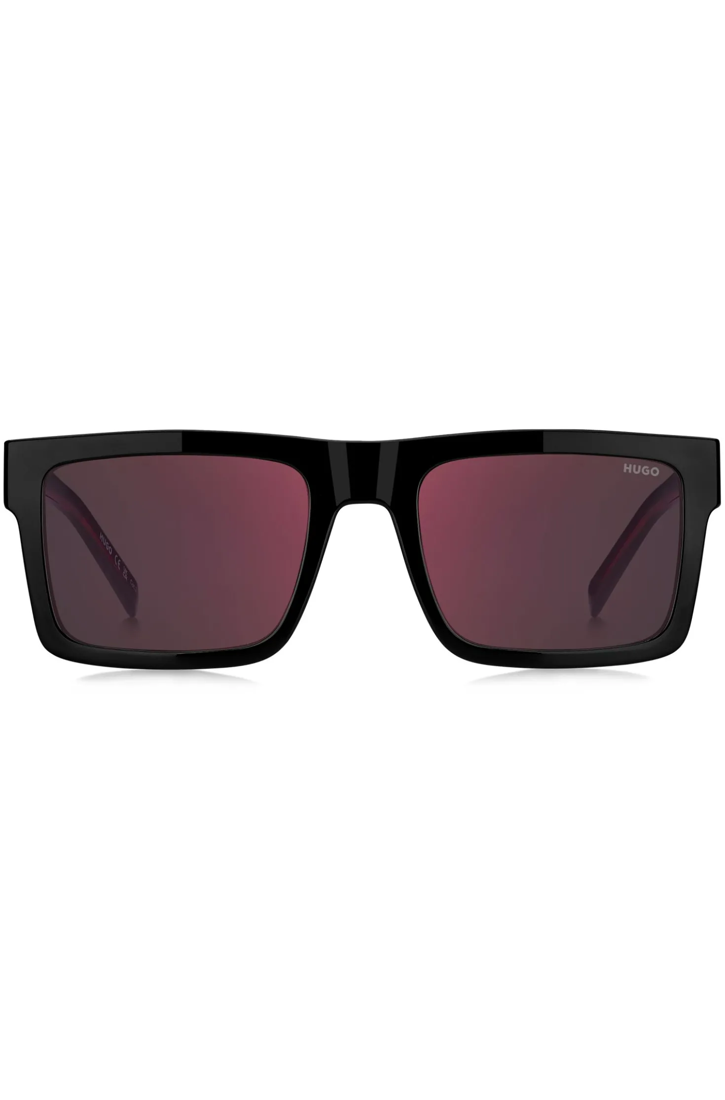 Black sunglasses with signature red accents