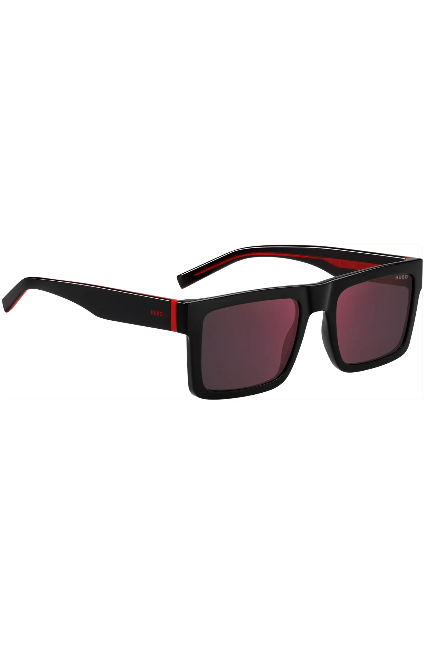 Black sunglasses with signature red accents