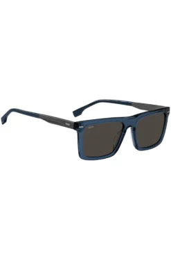 Blue-acetate sunglasses with patterned carbon-fibre temples