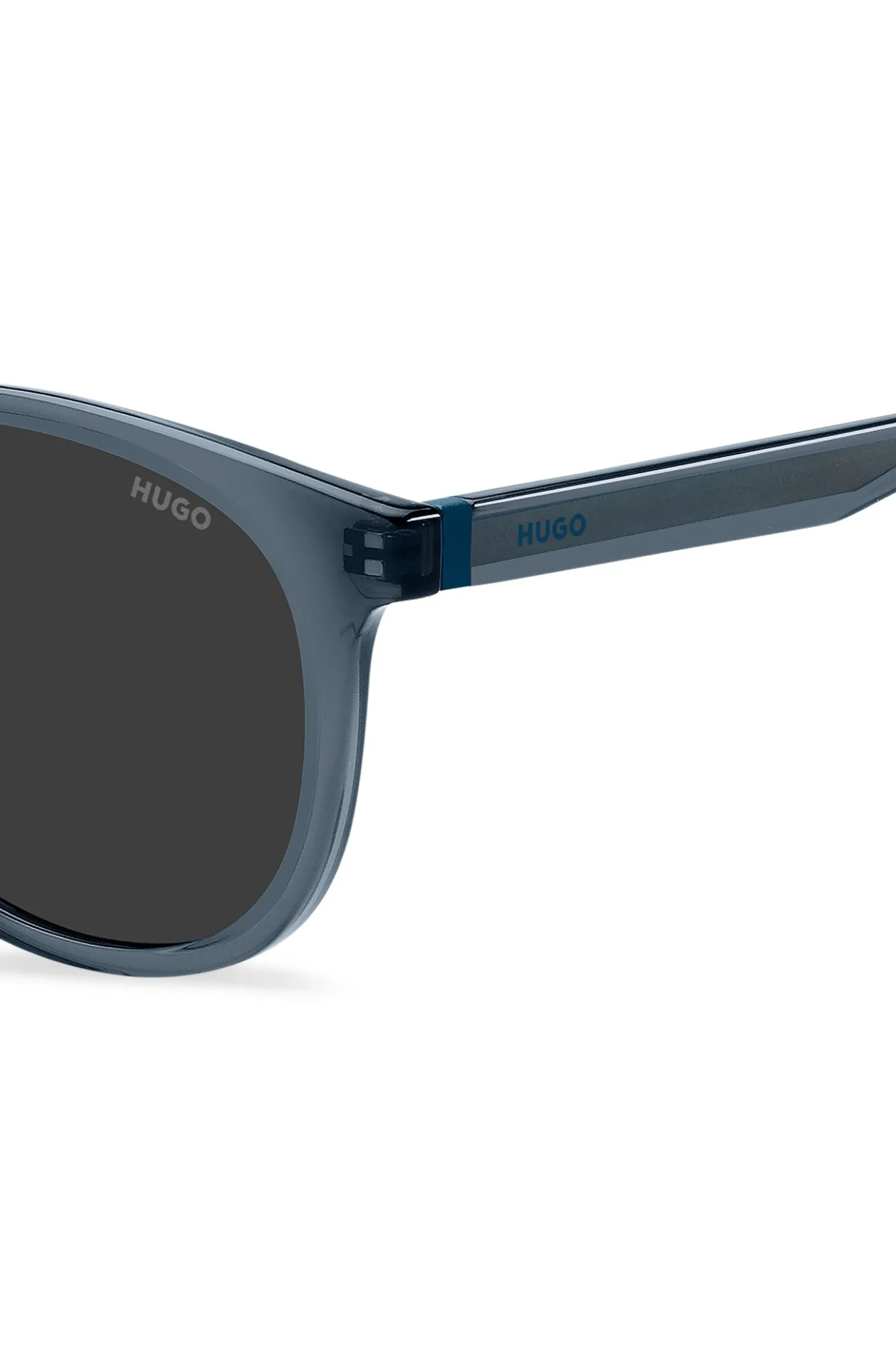 Blue-acetate sunglasses with rubber trim