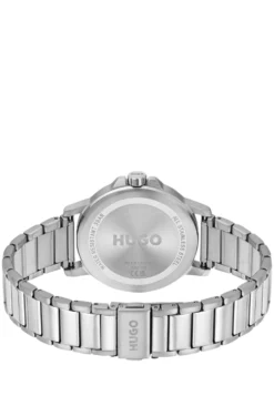 Blue-dial watch with steel bracelet