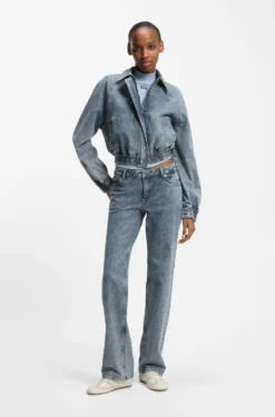 Boot-cut jeans in blue stretch denim