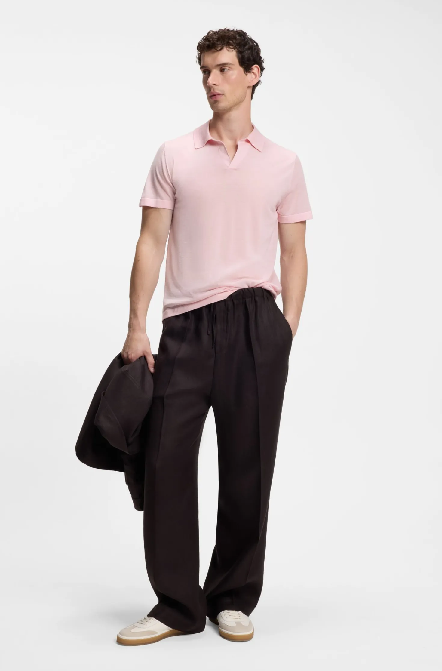 BOSS BY BECKHAM knit polo in virgin wool