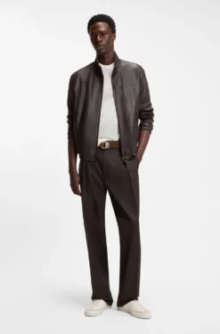 BOSS BY BECKHAM pleat-front trousers in cotton