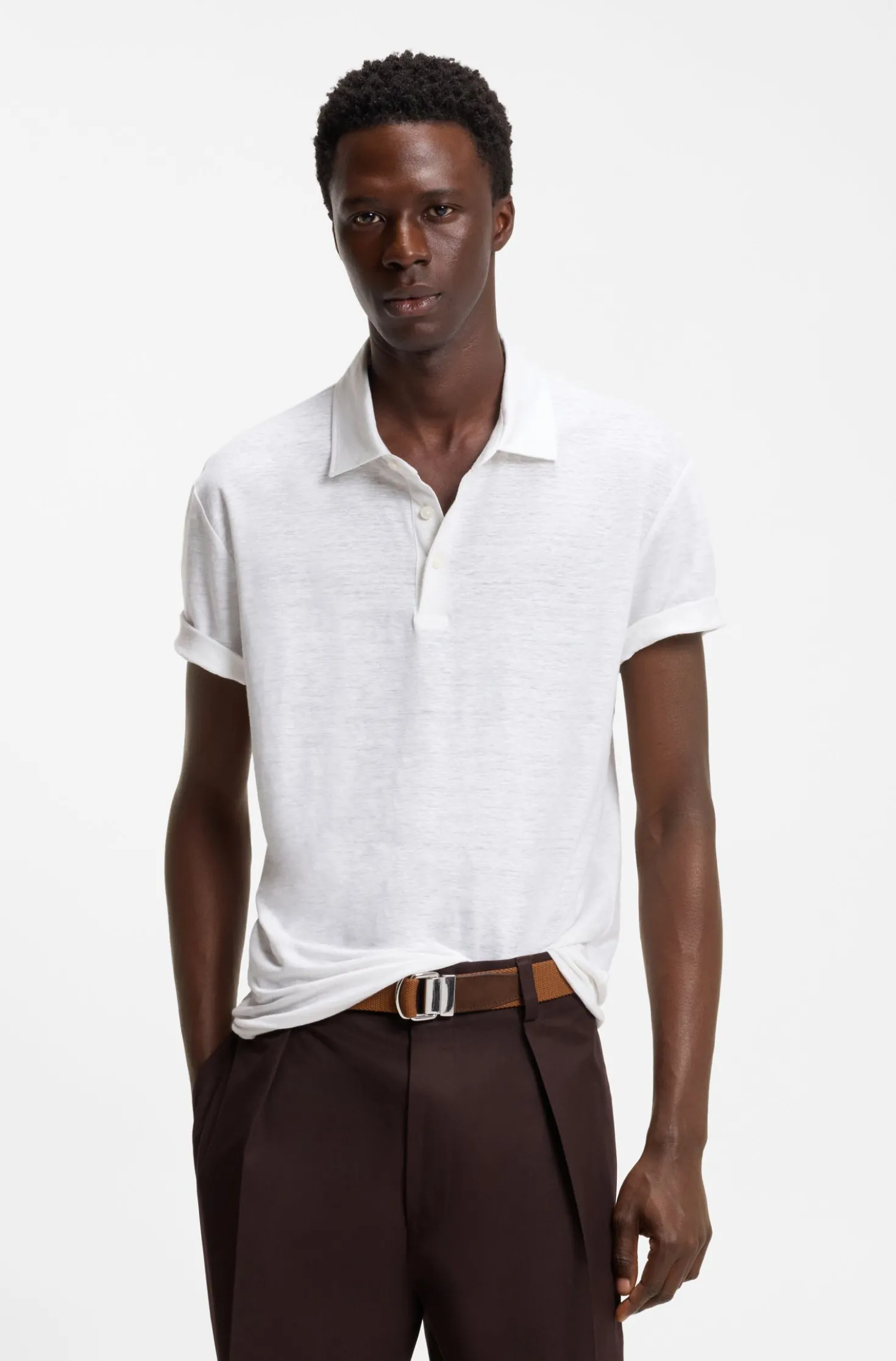 BOSS BY BECKHAM polo shirt in linen