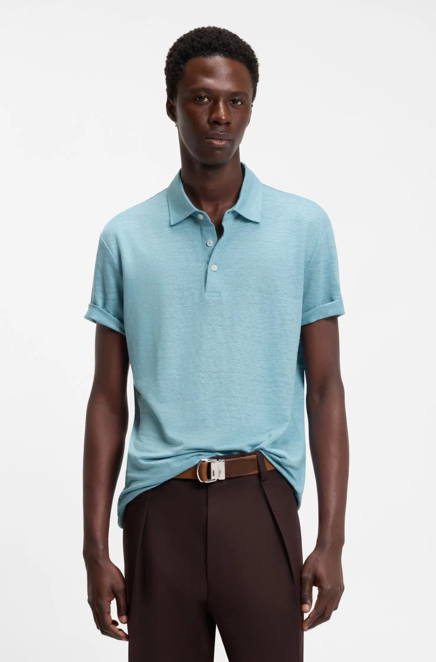 BOSS BY BECKHAM polo shirt in linen