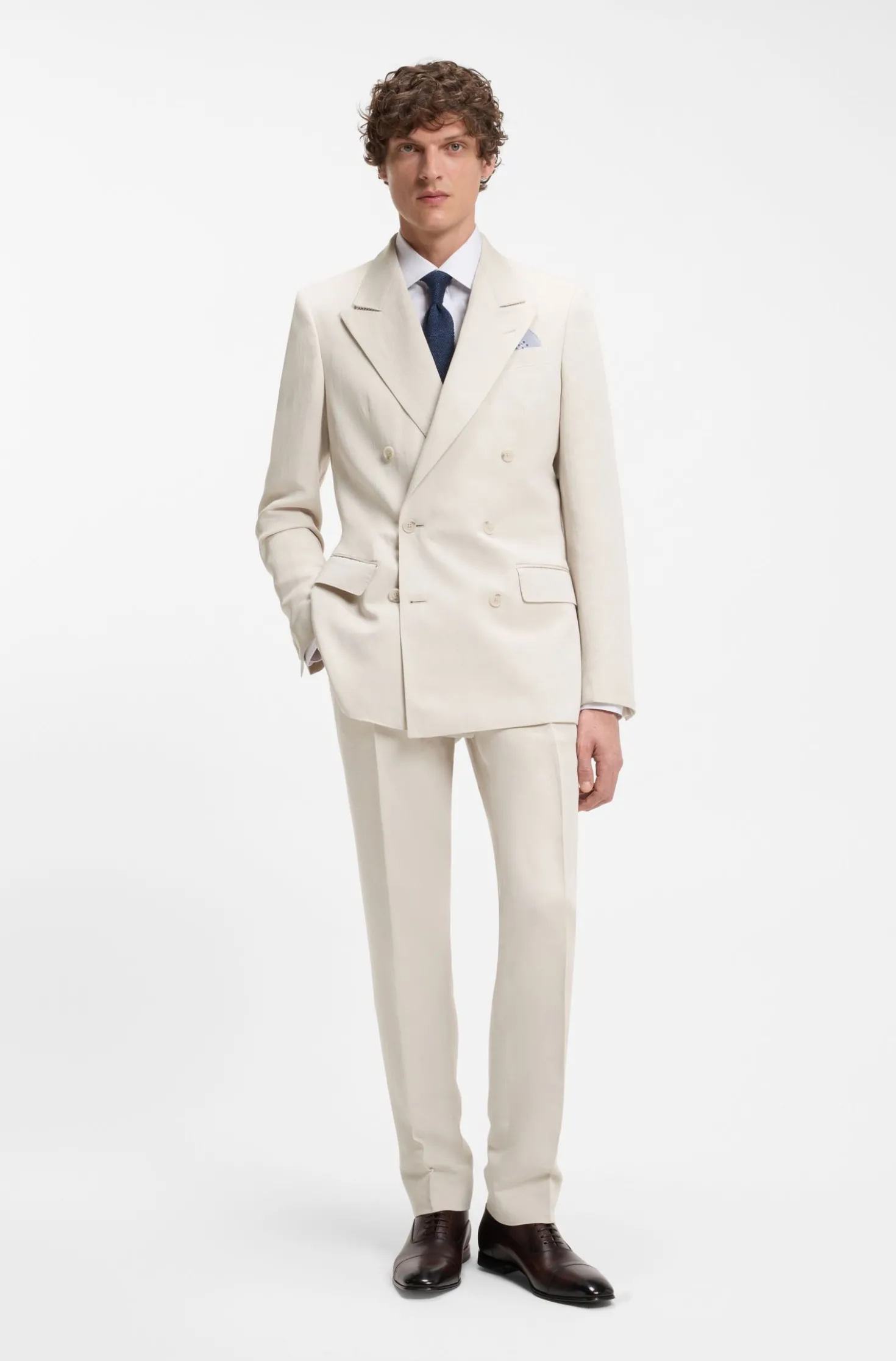 BOSS BY BECKHAM slim-fit trousers with micro pattern
