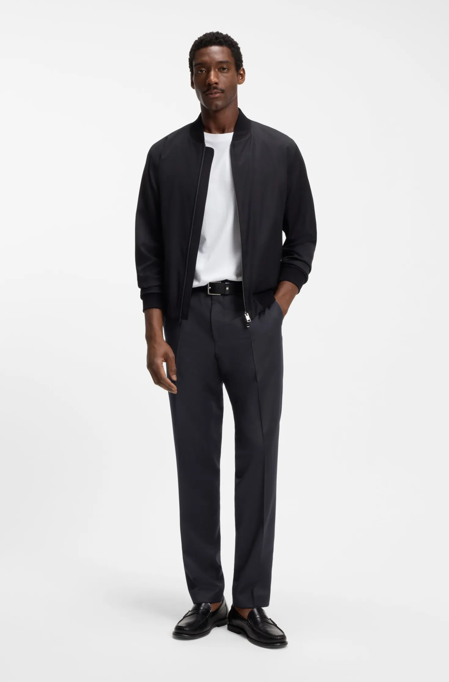 BOSS ONE Regular-fit trousers in virgin-wool serge
