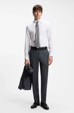 BOSS ONE Regular-fit trousers in virgin-wool serge