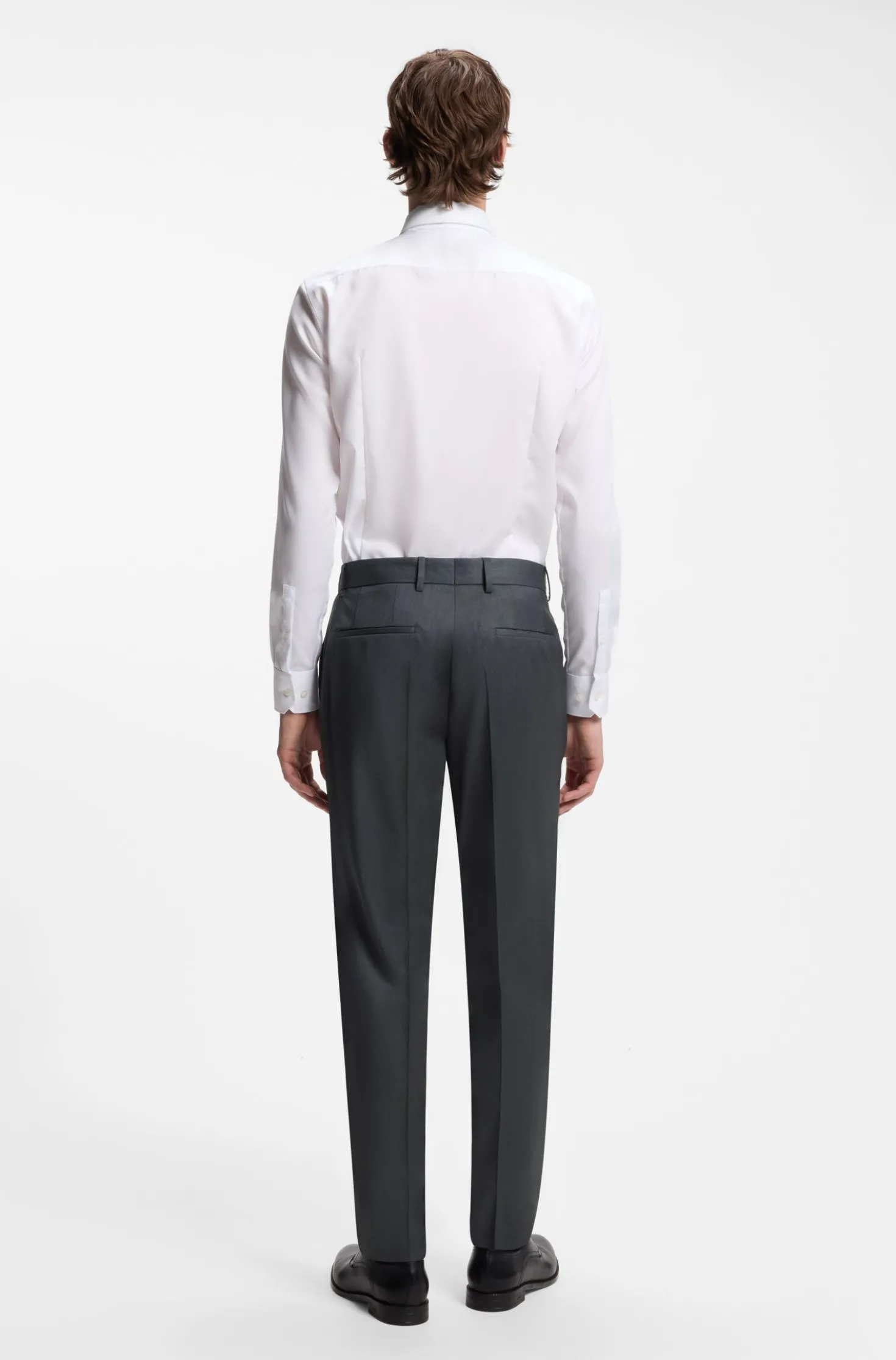 BOSS ONE Regular-fit trousers in virgin-wool serge