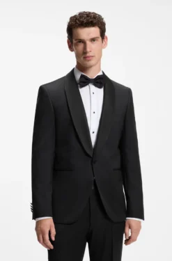 BOSS ONE Regular-fit tuxedo jacket in virgin-wool serge