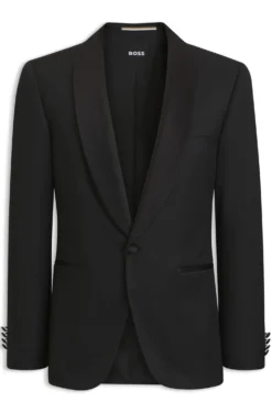 BOSS ONE Regular-fit tuxedo jacket in virgin-wool serge