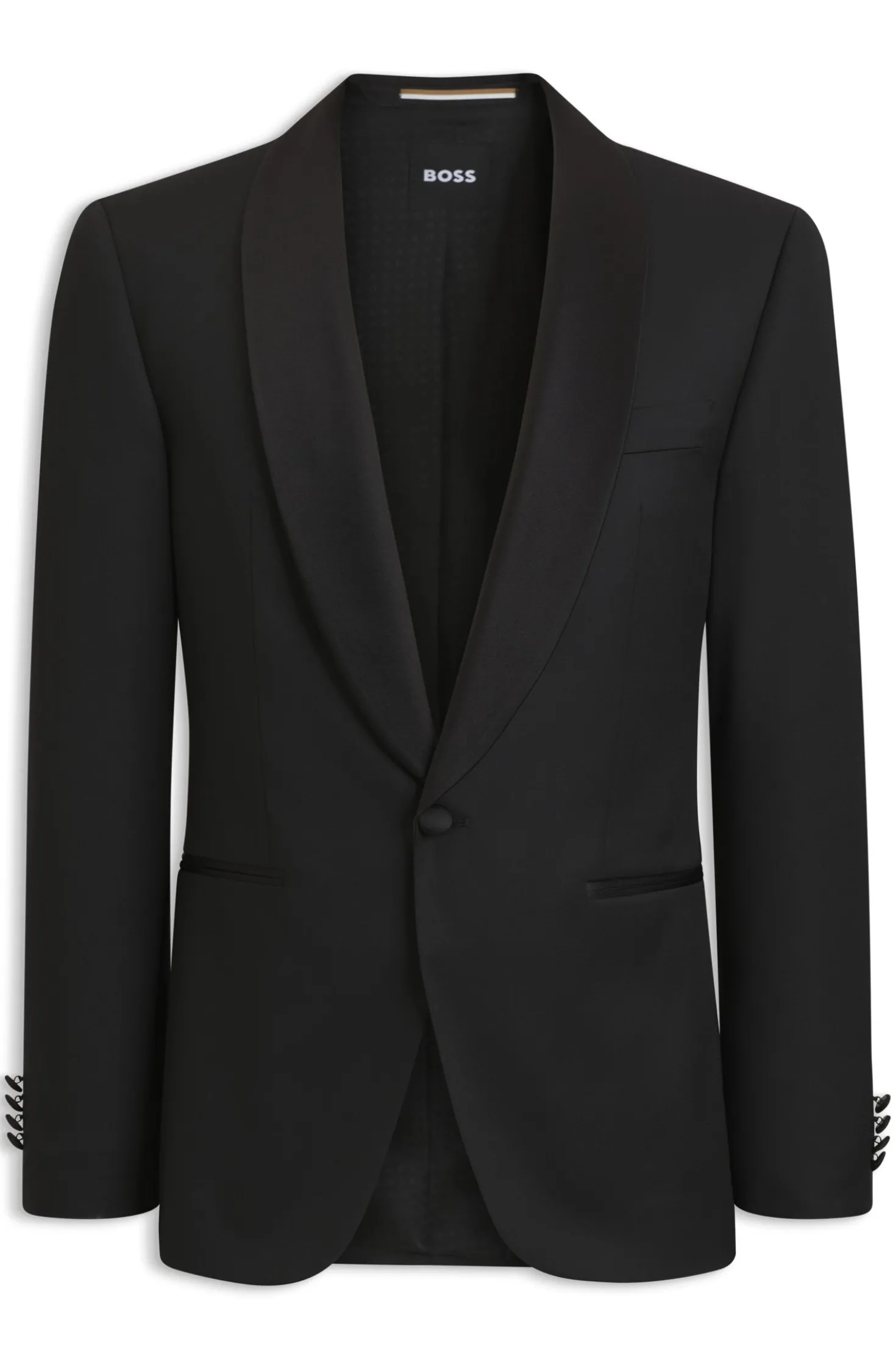 BOSS ONE Regular-fit tuxedo jacket in virgin-wool serge