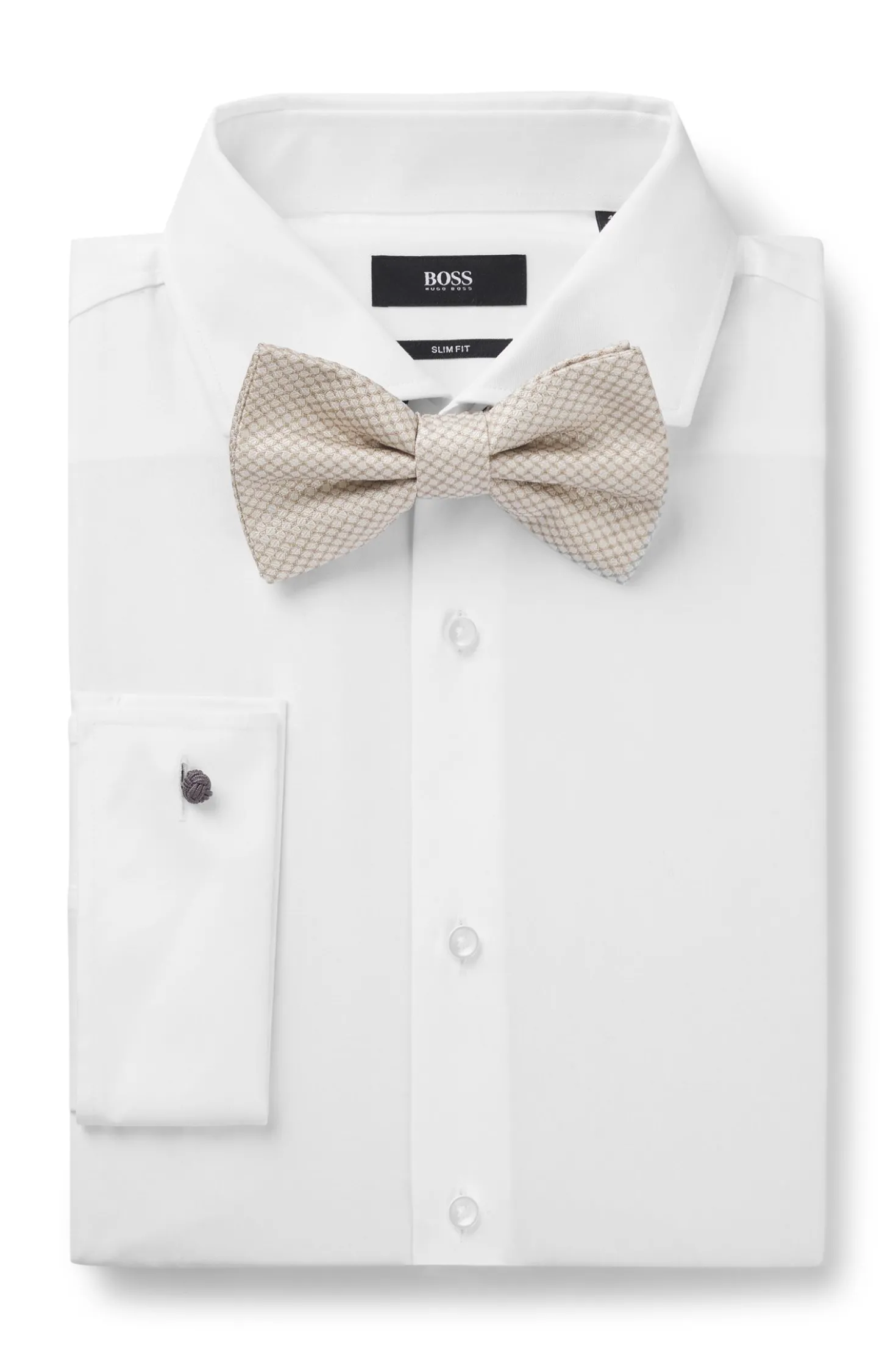 BOSS ONE Silk bow tie in micro-patterned jacquard