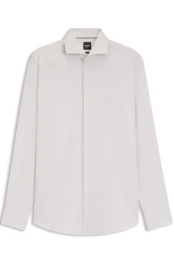 BOSS ONE Slim-fit shirt in a structured cotton blend