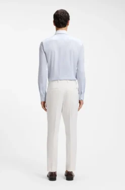 BOSS ONE Slim-fit shirt in striped cotton twill