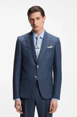 BOSS ONE Slim-fit suit jacket in wool, silk and linen