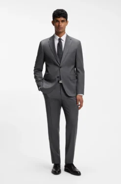 BOSS ONE Slim-fit trousers in virgin-wool serge