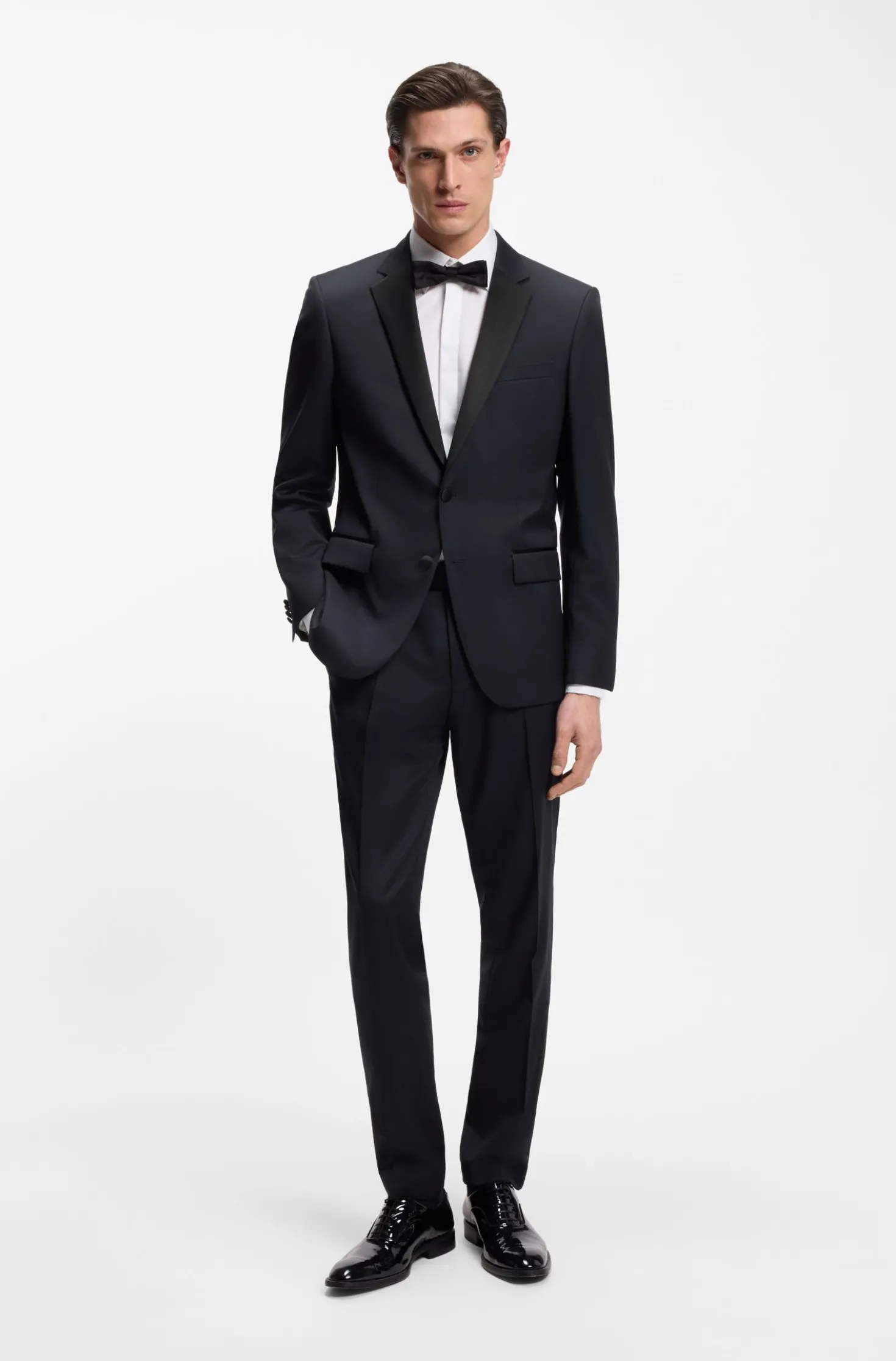 BOSS ONE Slim-fit tuxedo jacket in virgin-wool serge