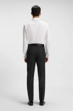 BOSS ONE Slim-fit tuxedo trousers in virgin-wool serge