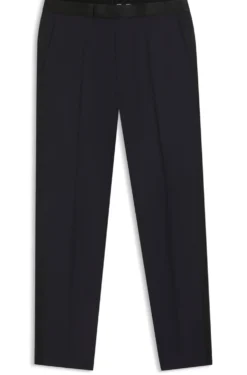 BOSS ONE Slim-fit tuxedo trousers in virgin-wool serge